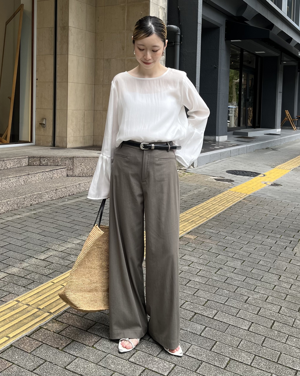 レーヨンリネンワイドパンツ コーディネイト1-1