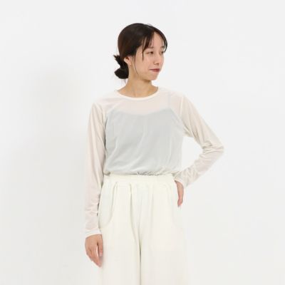 [ Dignite Collier / ディニテコリエ ] シアーベロア長袖Tシャツ<br>ベロアカットソー　シンプルT