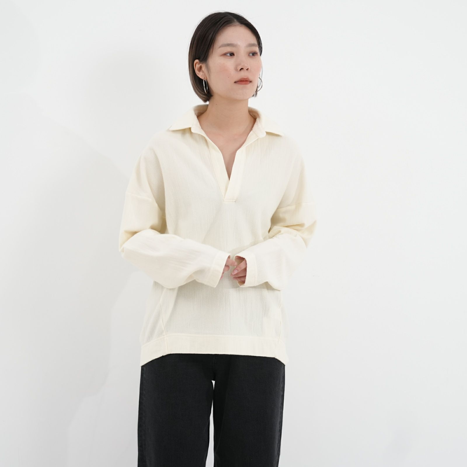 TICCA / ティッカ ] 裏毛スキッパーSHスウェット プルオーバー 