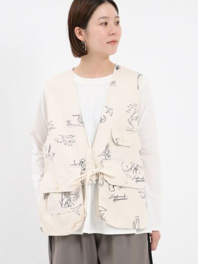 [ ENGINEERED GARMENTS / エンジニアードガーメンツ ] Fowl Vest - Animal Print Flat Twill / ファウルベスト