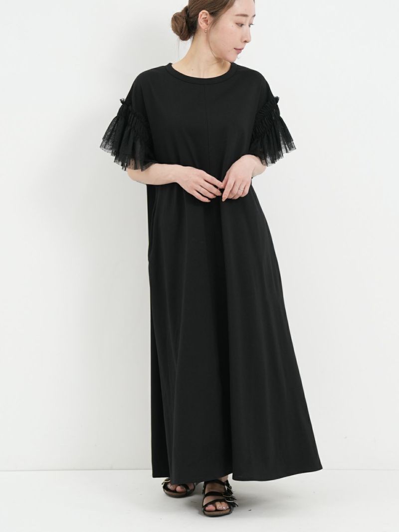 ファッション 通販 / DONNA TORRAZZO トラッツォドンナ メッシュスリーブ ] ワンピース