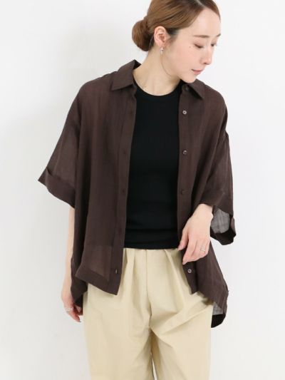todayful ハーフスリーブリネンシャツ （Halfsleeve Oxford