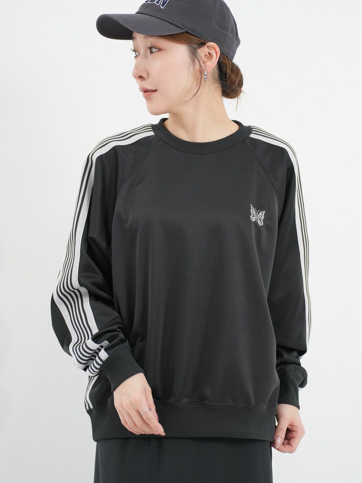 Needles ] Track Crew Neck Shirt - Poly Smooth / トラッククルー