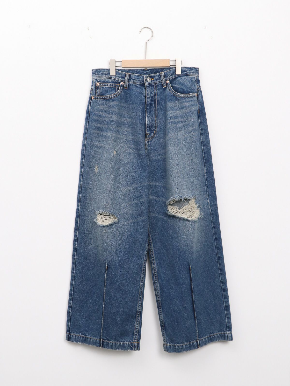 RhodolirioN ] 90'Loose Straight Pants - Damaged Denim / 90'ルーズ