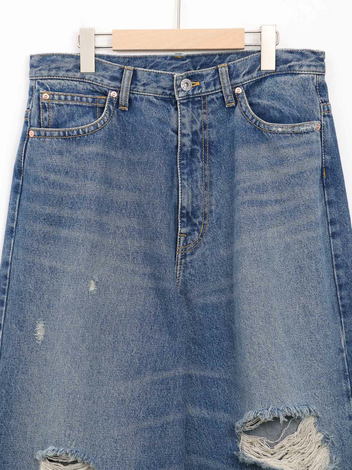 RhodolirioN ] 90'Loose Straight Pants - Damaged Denim / 90'ルーズ