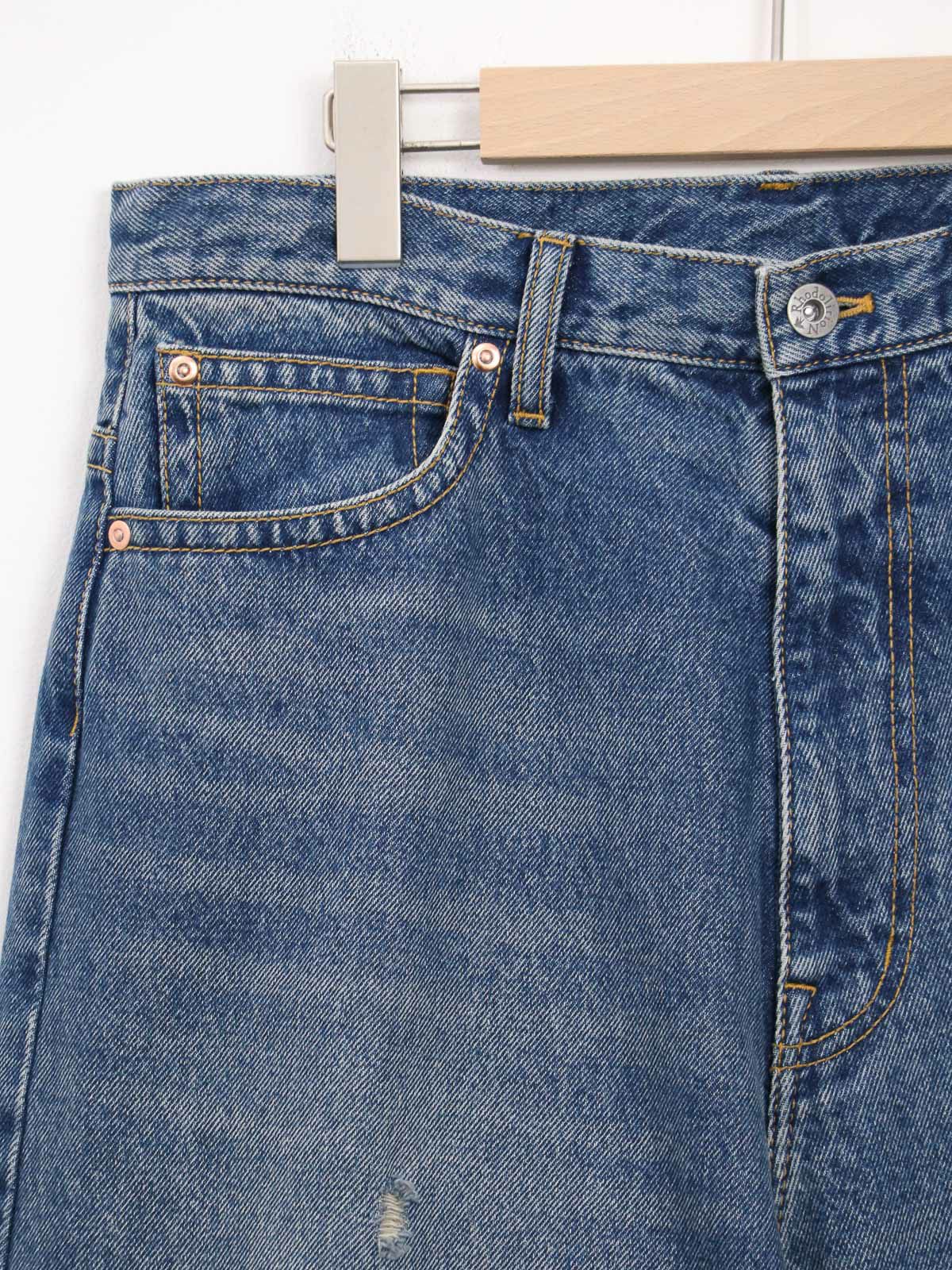 RhodolirioN ] 90'Loose Straight Pants - Damaged Denim / 90'ルーズ